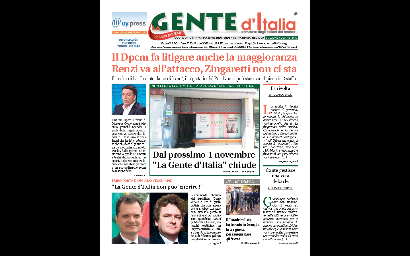 “Gente d’italia” non puó morire!”