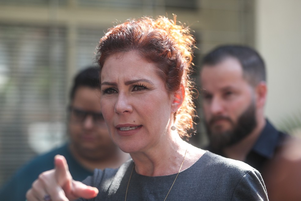 Foto d'archivio del 15 maggio 2025 della deputata federale Carla Zambelli (PL-SP) durante una conferenza stampa presso la sede del suo partito nel quartiere di Moema, nella zona sud della città di San Paolo. — Foto: Felipe Rau/Estadão Conteúdo